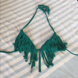 Boys + Arrows triangle fringe bikini top