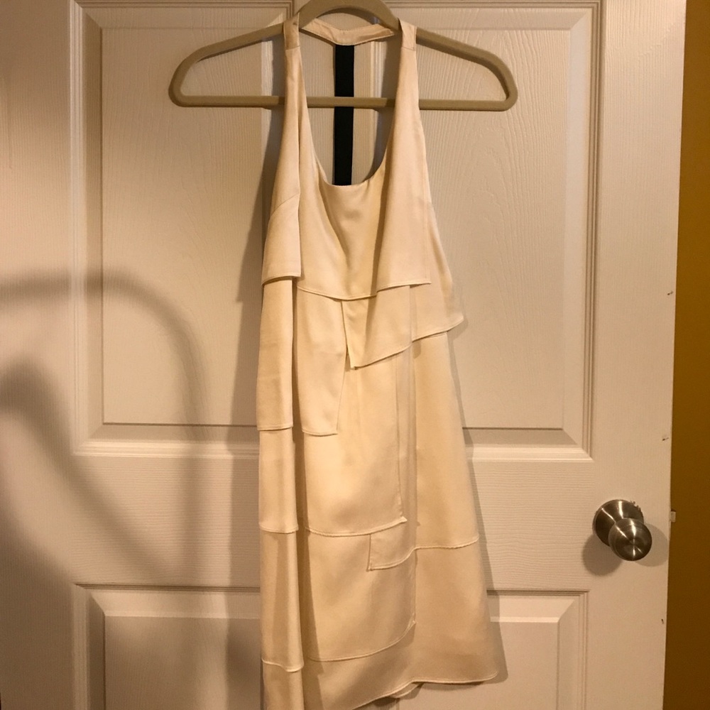 Beautiful Minuet ivory silk/suede t back dress