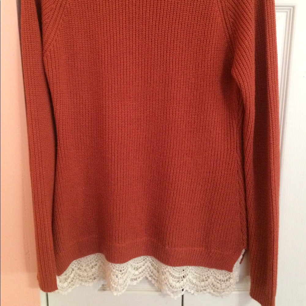 Orange with lace lining sweater