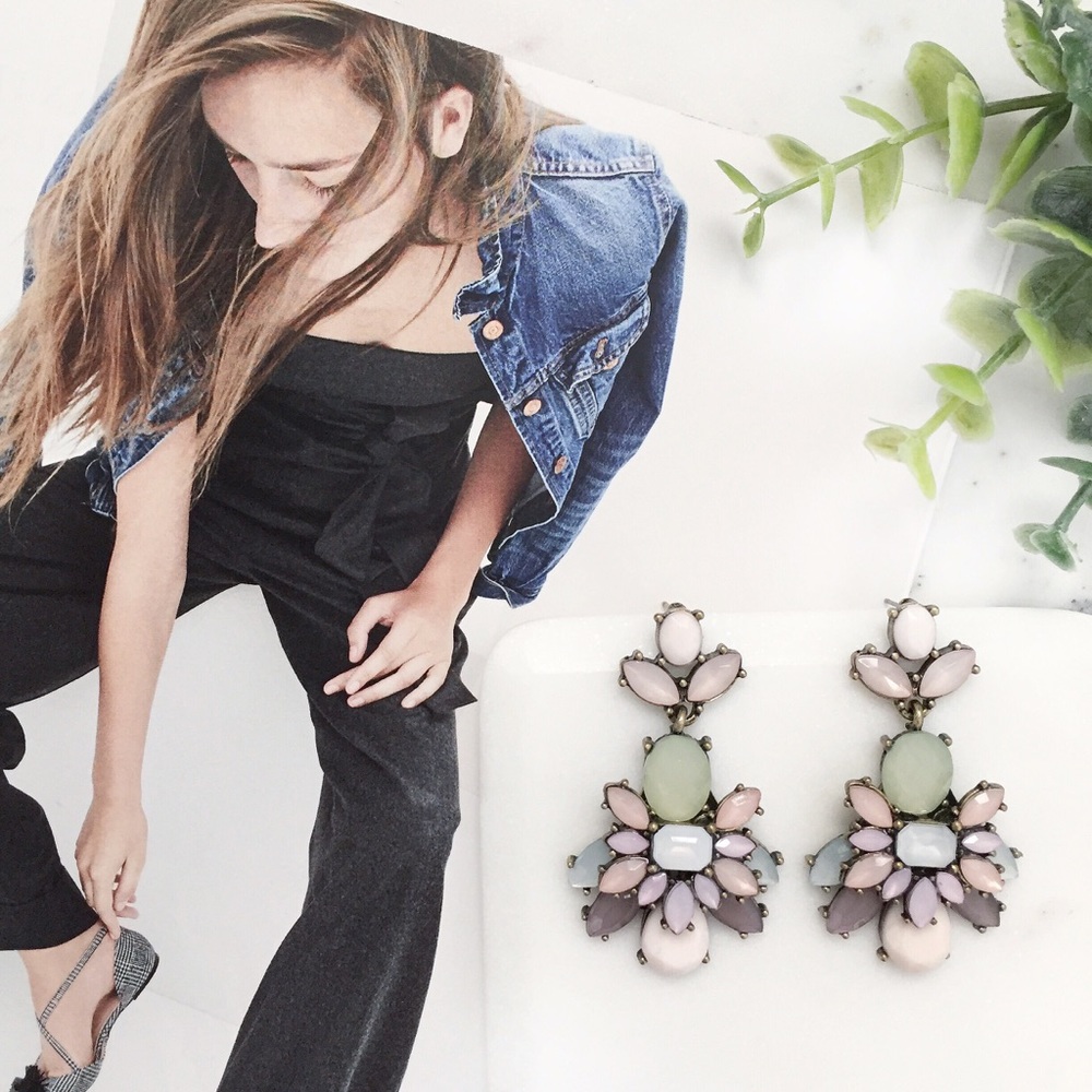 "Ainsley" Earrings || Pink/Green Crystal Statement