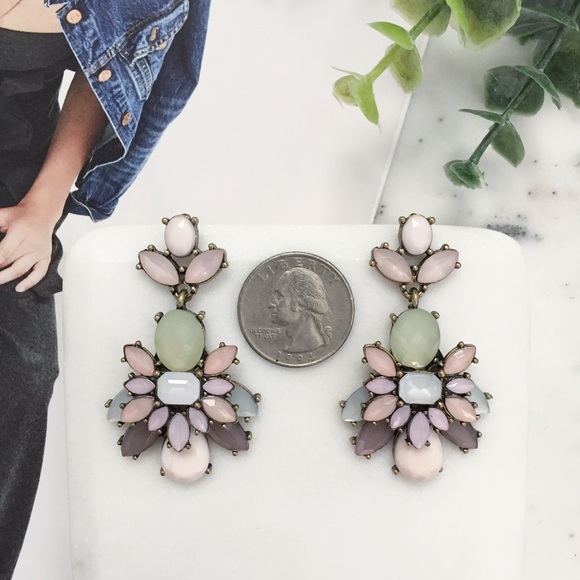 "Ainsley" Earrings || Pink/Green Crystal Statement - Picture 4 of 8