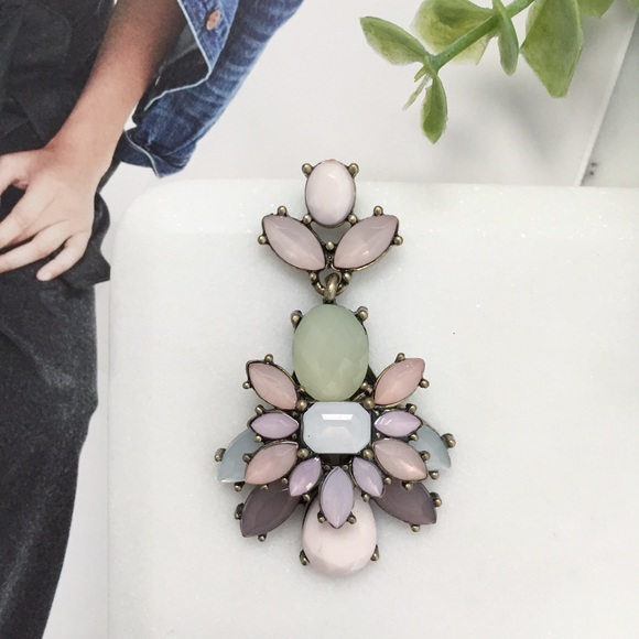 "Ainsley" Earrings || Pink/Green Crystal Statement - Picture 5 of 8