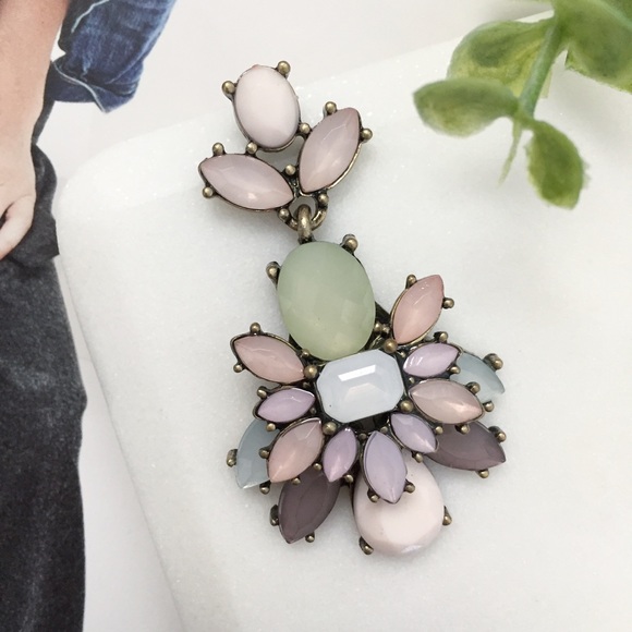 "Ainsley" Earrings || Pink/Green Crystal Statement - Picture 6 of 8