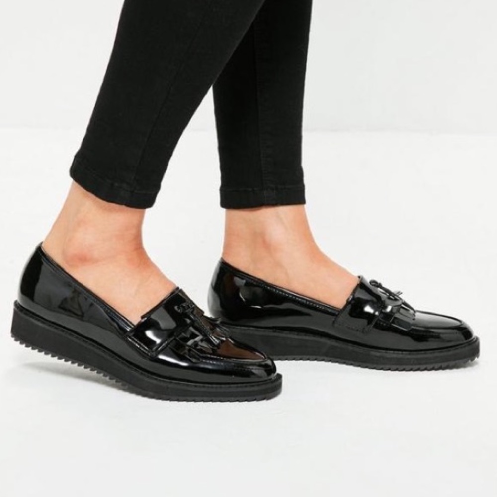 Black Tassel and Fringe Platform Shoes