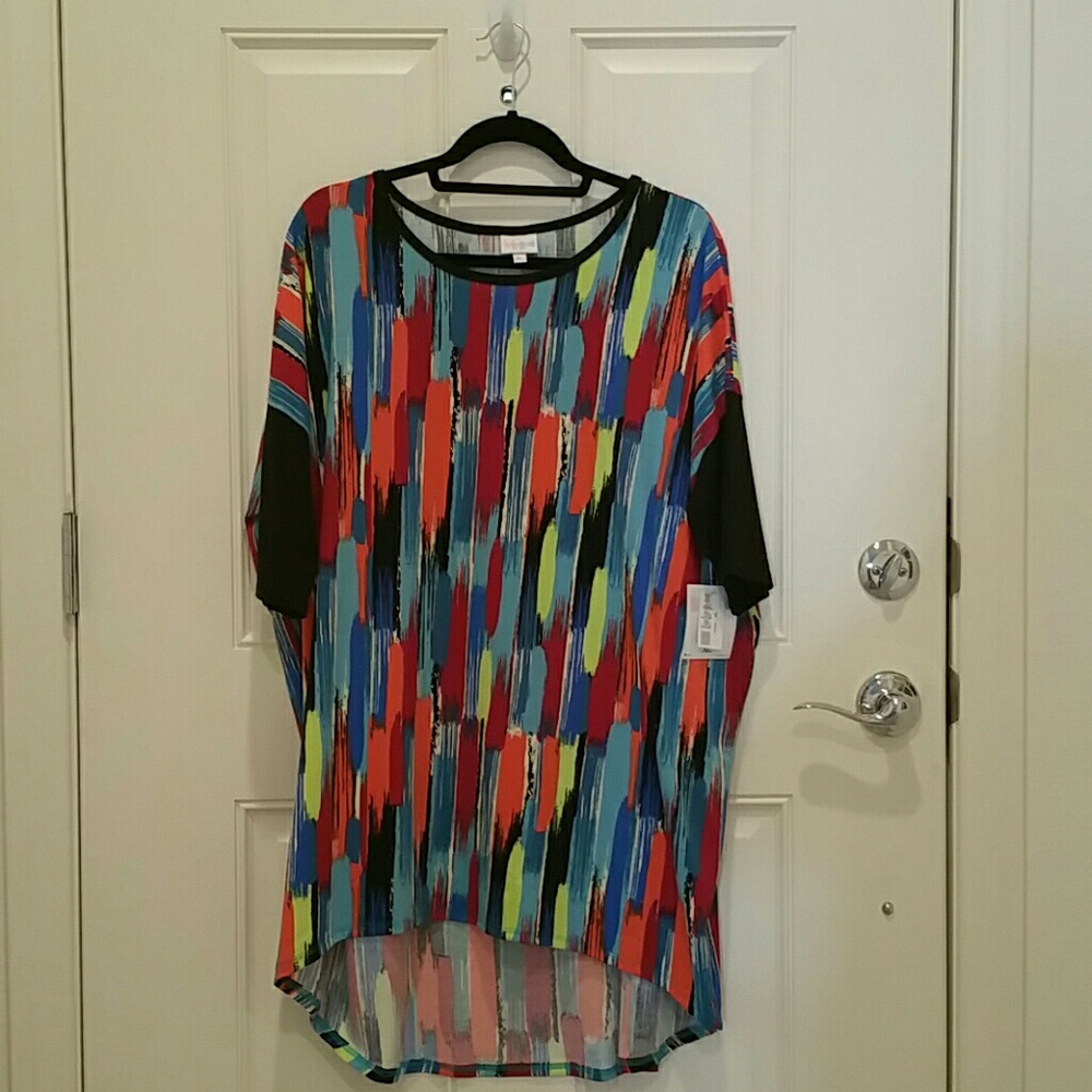 LuLaRoe Irma Tunic XL Cotton Knit Multi Color BNWT