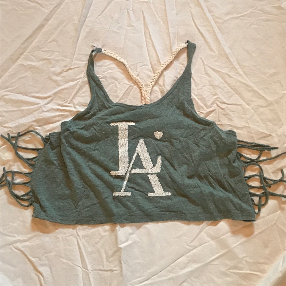 LA Crop Top Tank Top with Fringe