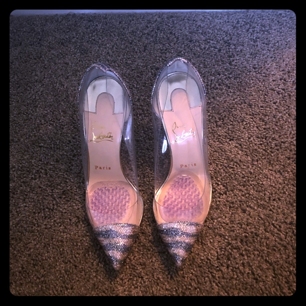 METALLIC GOLD SILVER CHRISTIAN LOUBOUTIN HEELS