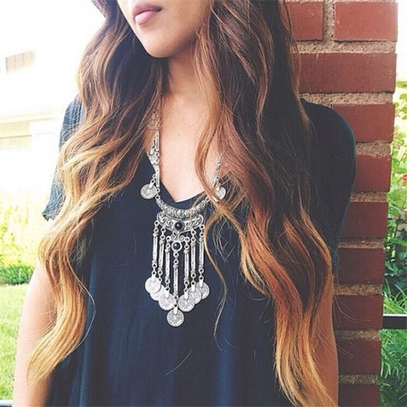 Jewelry - New Boho Gypsy Silver Coin Statement Necklace