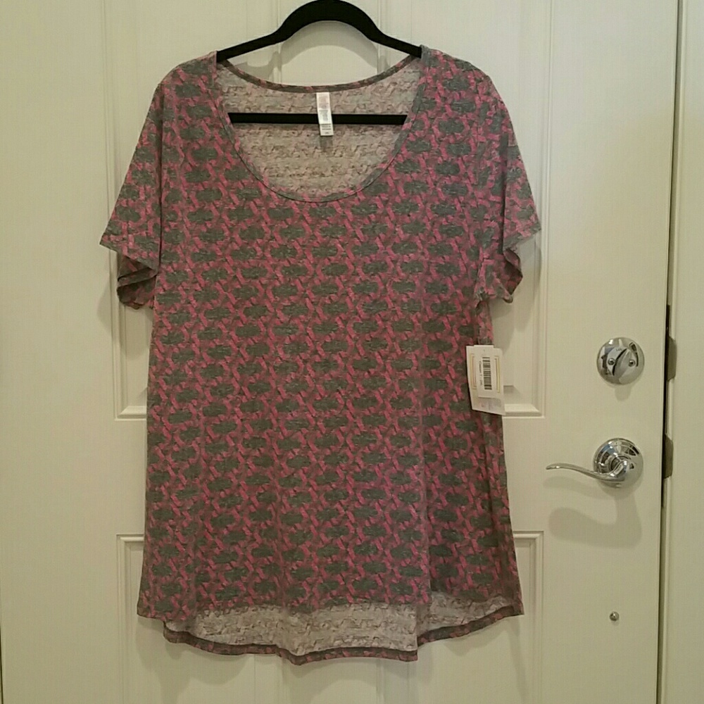 LuLaRoe 2XL/2XL Classic Tee BNWT Heathered Pink/Gr
