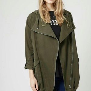 TOPSHOP Waterfall-Front Hooded Parka Jacket US 4