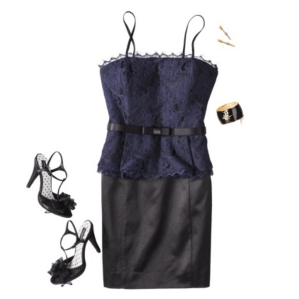 Lace Peplum Blue Navy Dress Kate Young