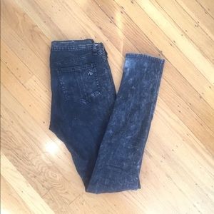 Rag & Bone Black Acid Wash Skinny Jeans, Size 26