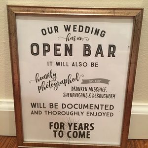 Vintage Open Bar Wedding Sign