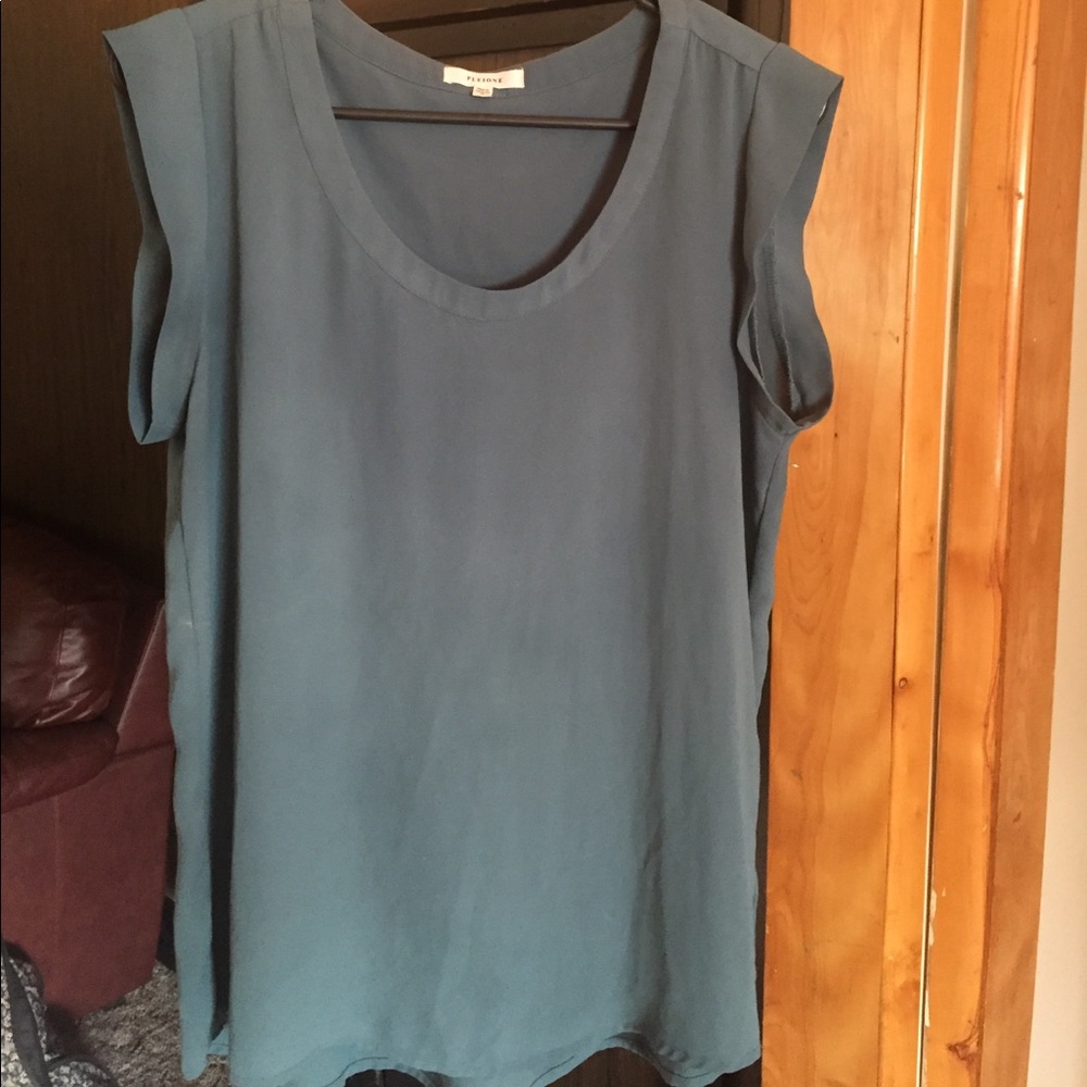 Dark teal green chiffon blouse