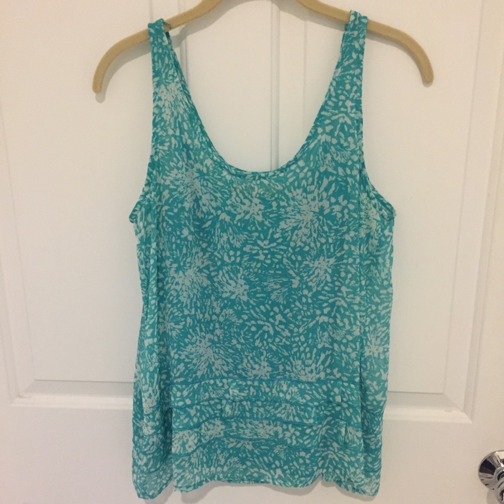 Aqua Floral Sleeveless Top