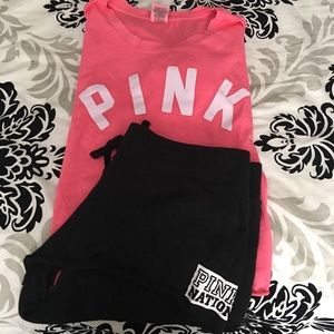 PINK crop/short set.