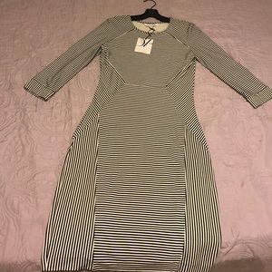 Black & white striped DVF fitted dress!
