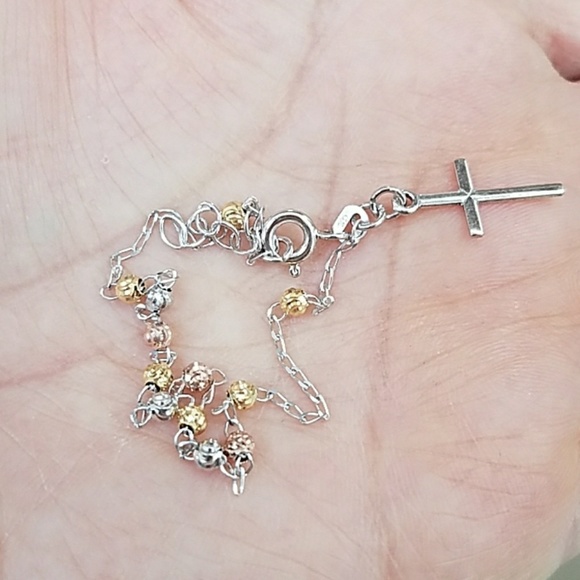 Jewelry - 14k Gold plated Rosary Cross Bracelet.