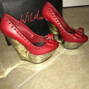 Red Platform Spiked wedge platforms by Wild Pair