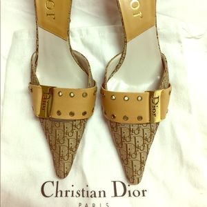 Christian Dior Paris Mules Size 7 or 37 Carmel