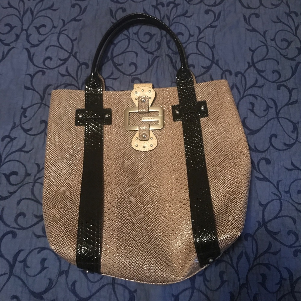Large Guess snakeskin tote bag