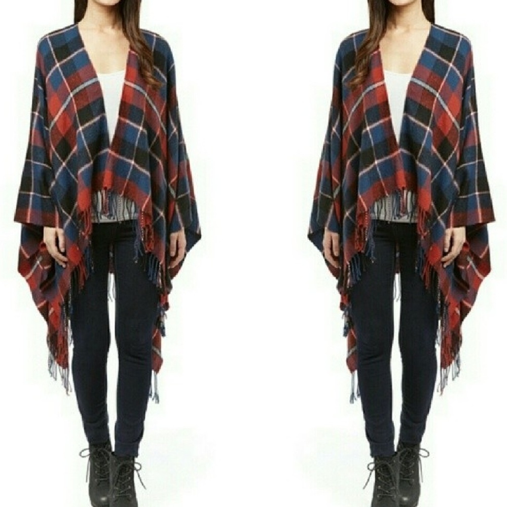 Plaid large scarve fringe wrap - Picture 1 of 2