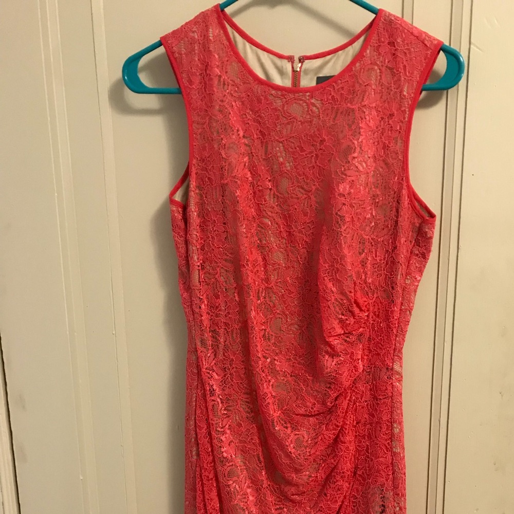 Vince Camuto orange-red formal midi dress Size 8