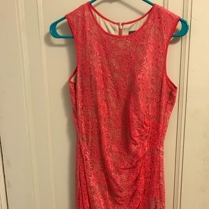 Vince Camuto orange-red formal midi dress Size 8