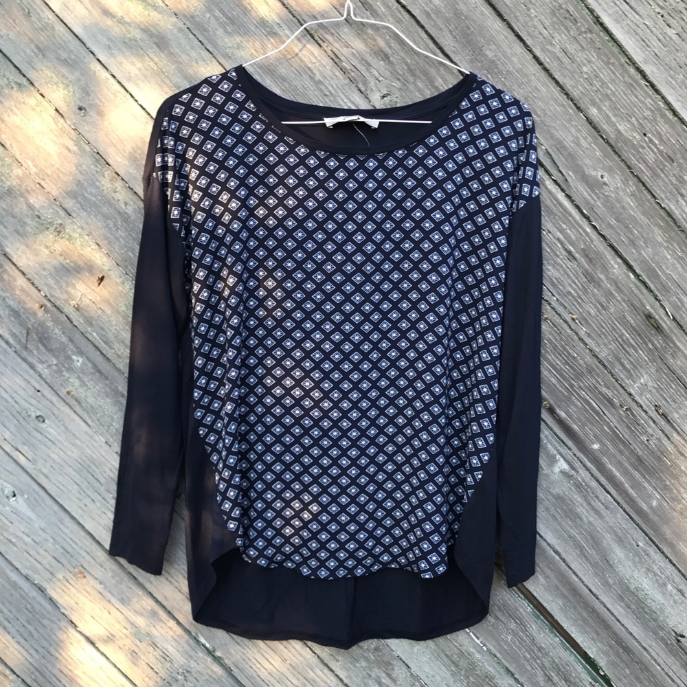 LOFT Navy Print Top