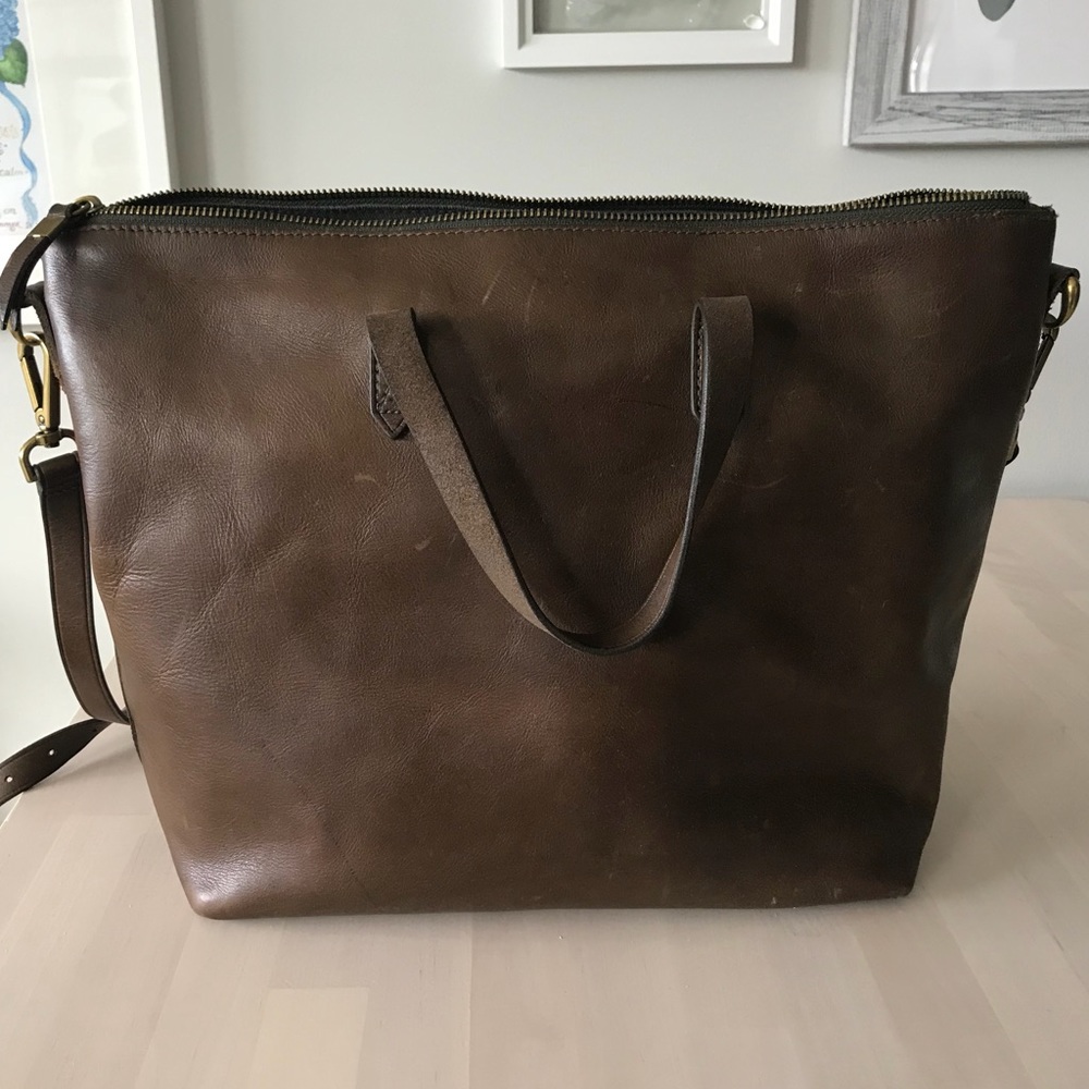 Madewell Transport Tote Satchel in dark brown