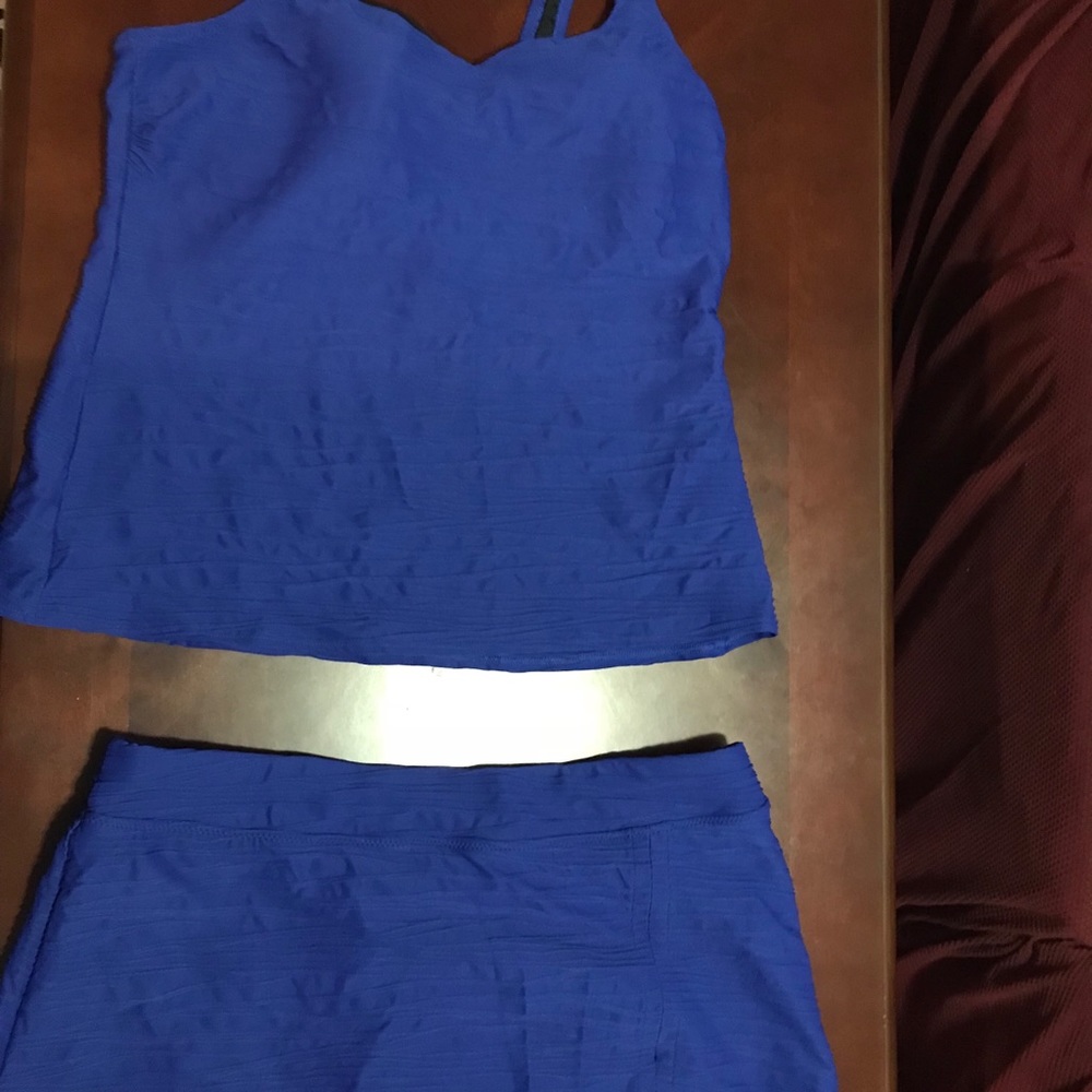 Lands end tankini with skirted bottom blue size 16