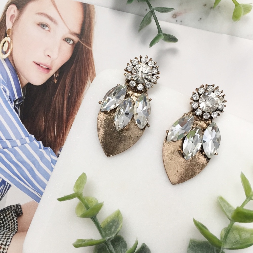 "Calista" Earrings || Clear Crystal Statement - Picture 2 of 9
