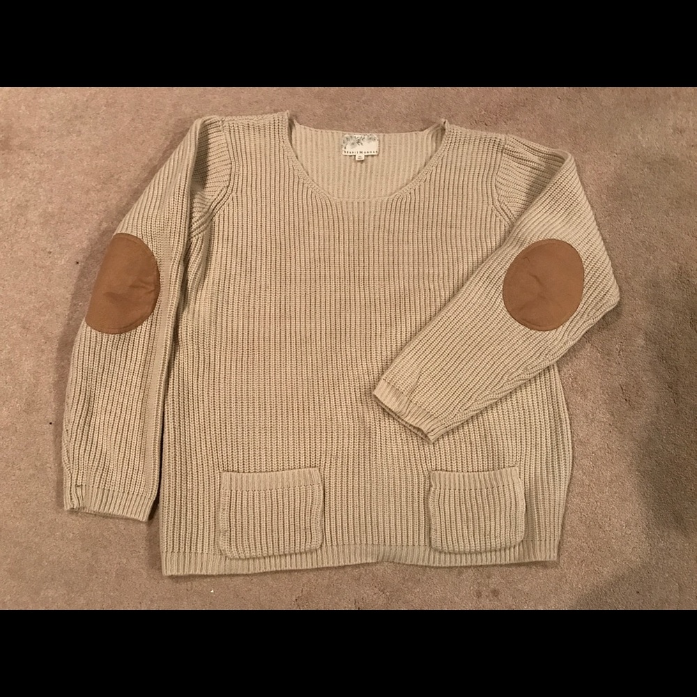 Shaker sweater with Elbow Patches