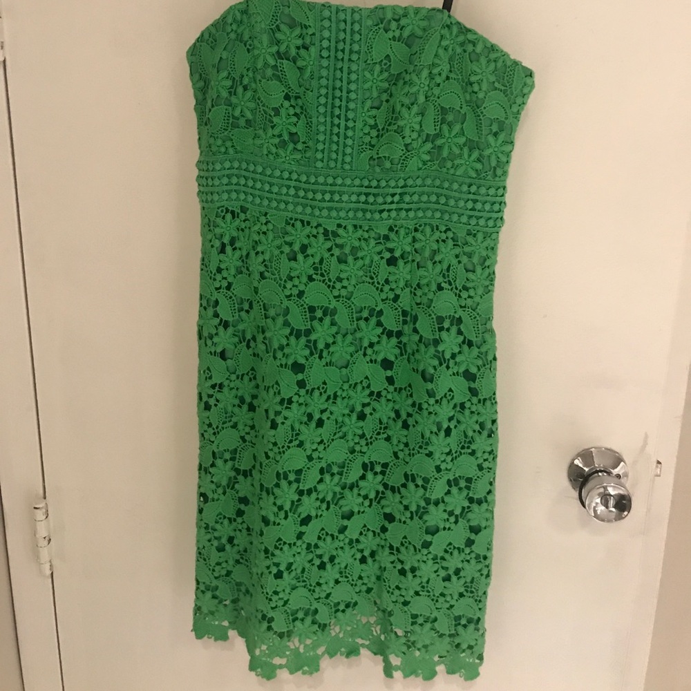 Strapless green dress