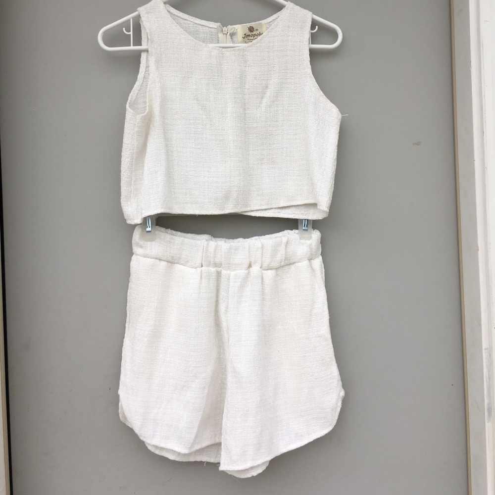 Two pieces cute crop top and high waisted