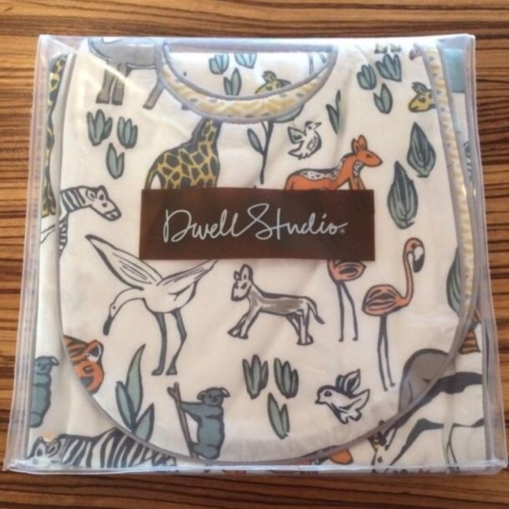 Dwell Studio 3-Piece Bib and Burp Set - Safari