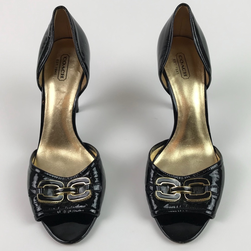 Coach 💜 Open Toe Shoes Black Size 9