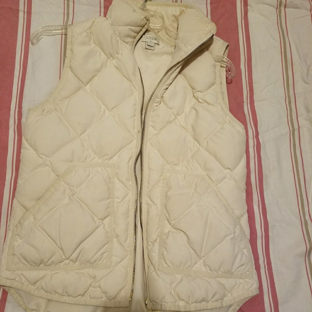 Jcrew vest cream white quilted