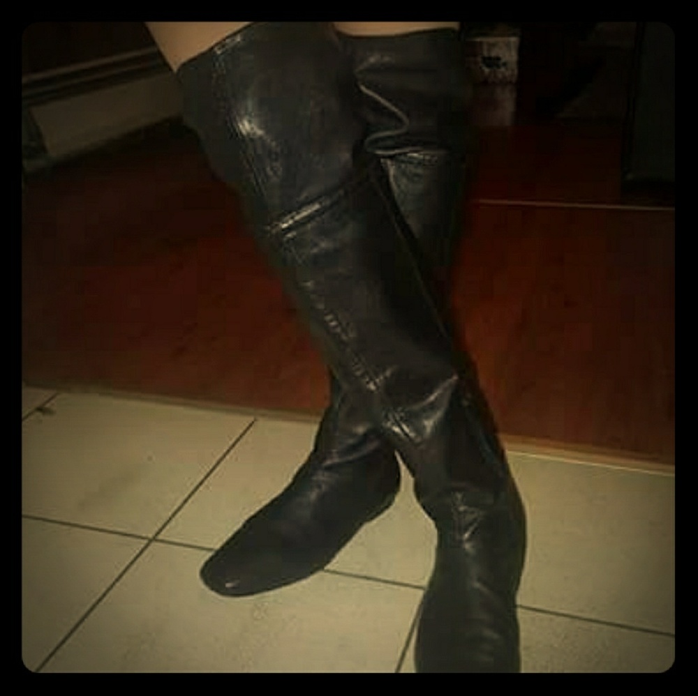 Thigh high leather boots
