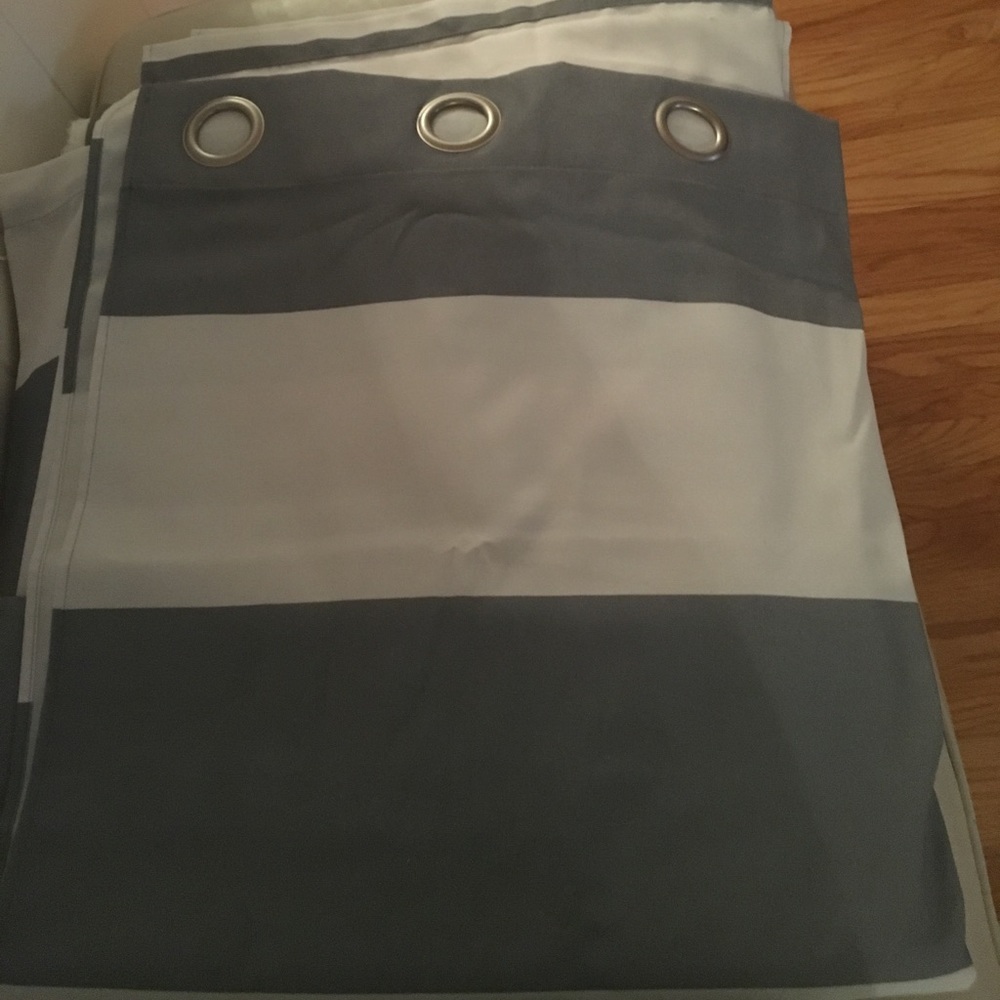 Gray and white stripes curtain new with out tag