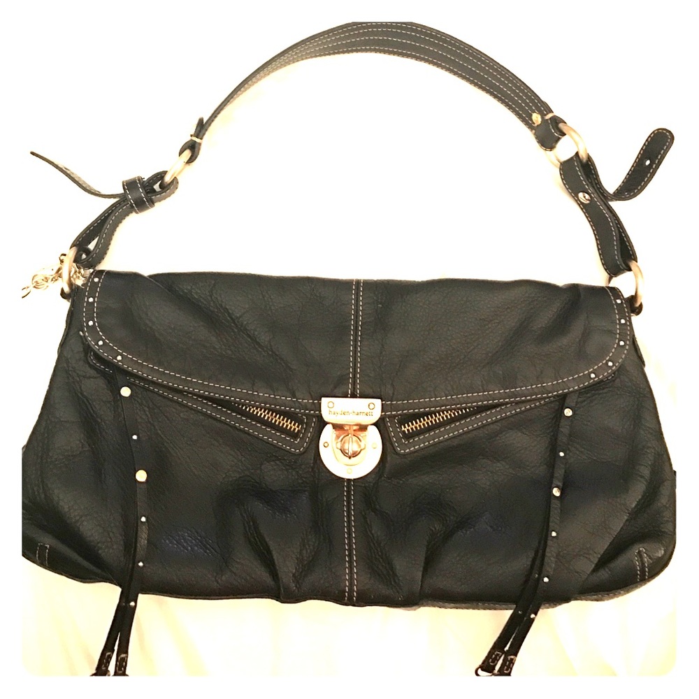 Hayden-Harnett black leather Lorca bag