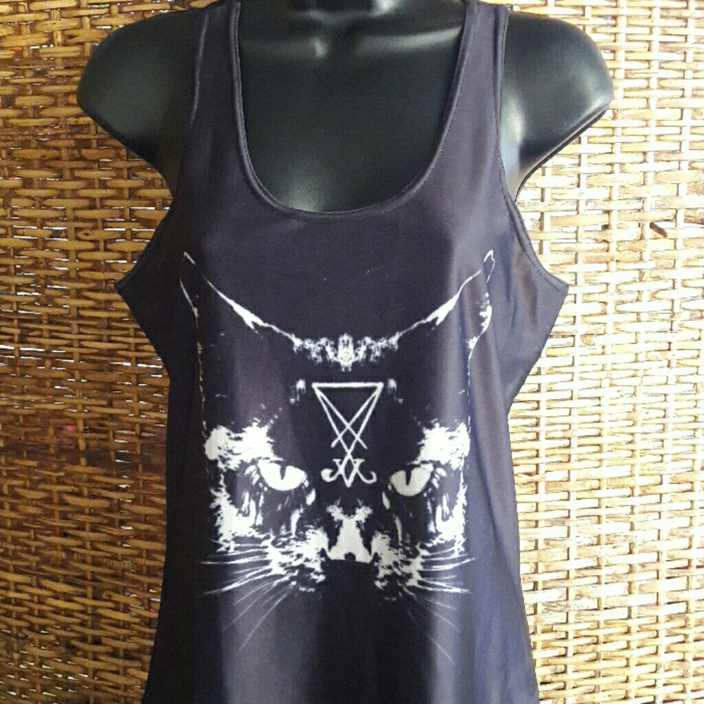 🍭Black Milk Style Wicca Evil Kitty Tank,  M