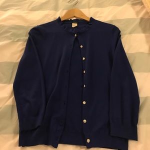Jcrew Blue Ruffle Collar Cardigan S