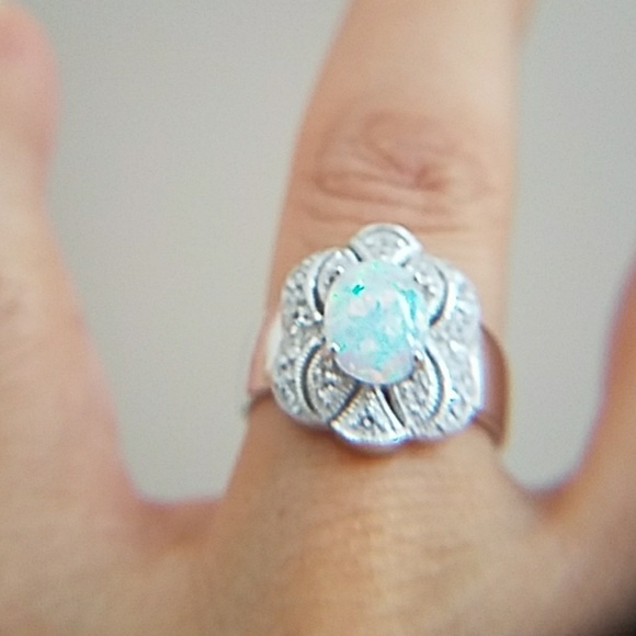 Opal Sapphire Sterling silver Engagement Ring - Picture 5 of 7