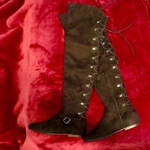 NWOT  Over the knee faux suede boots.