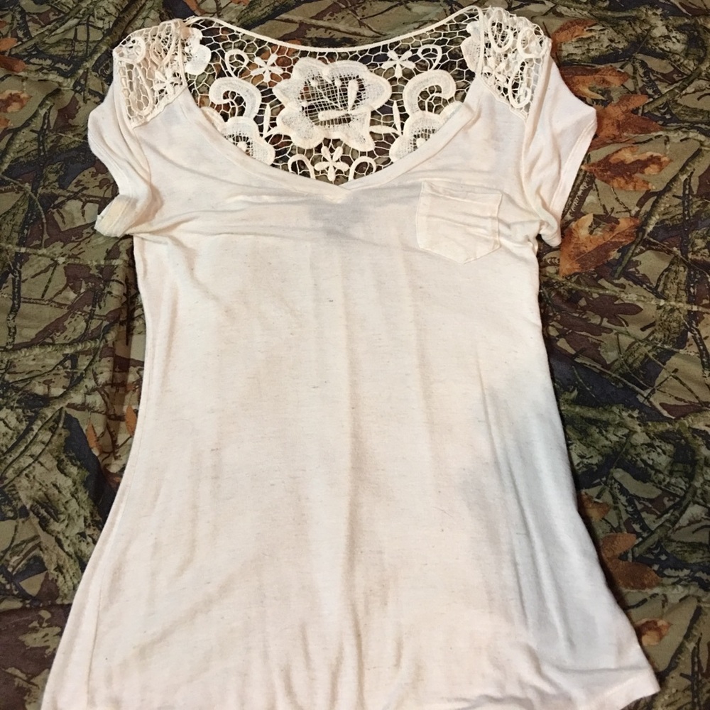 White lace shirt. Size medium.