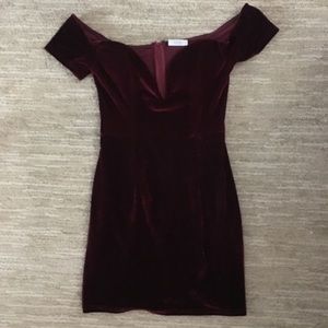 Red Velvet Off-the-Shoulder Dress