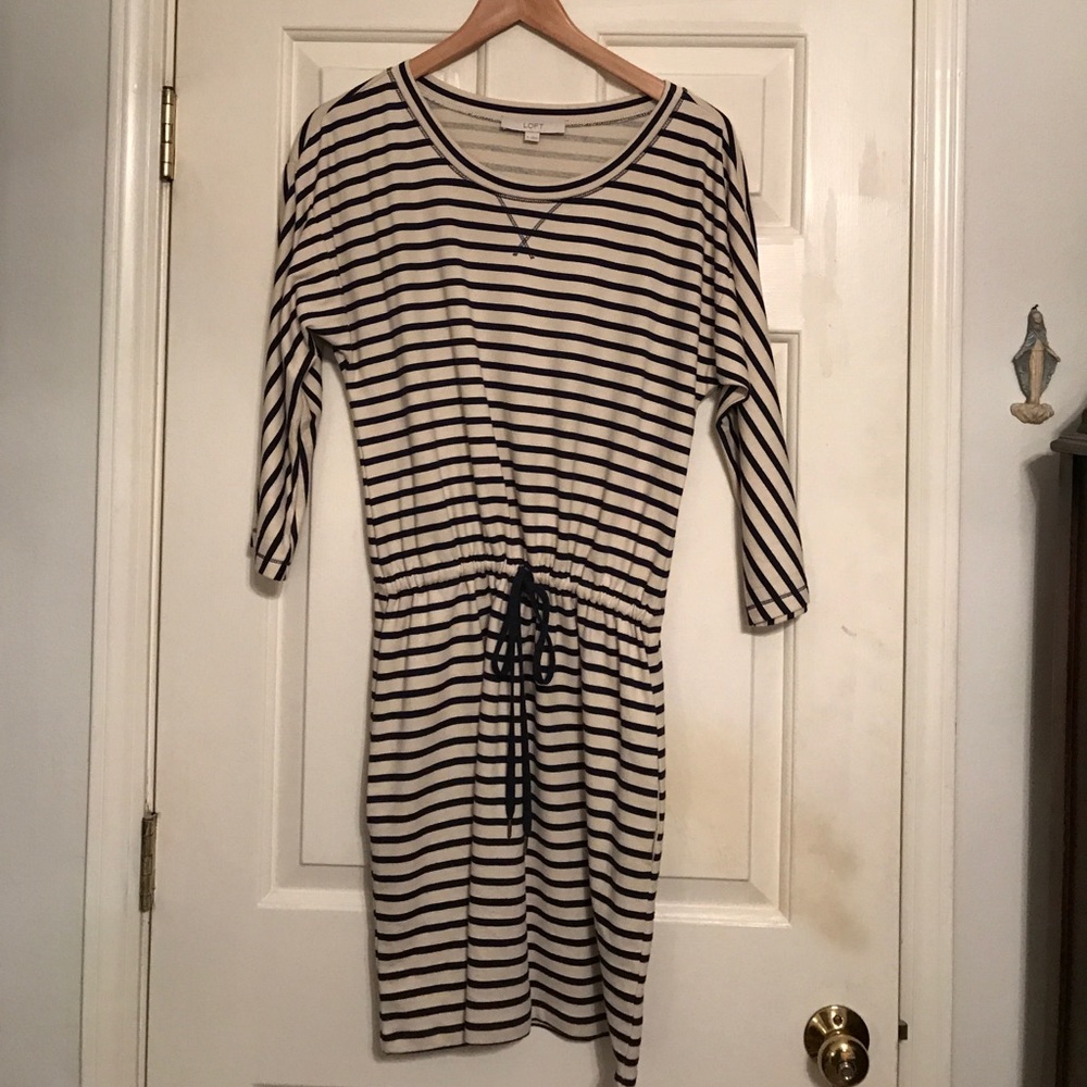 Navy and beige dress