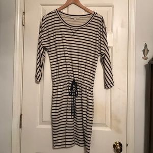 Navy and beige dress