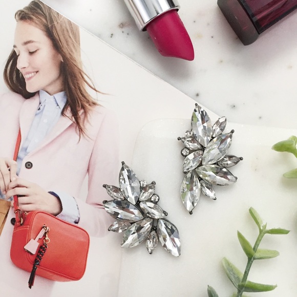 "Claire" Earrings || Clear Crystal Statement 2 - Picture 2 of 10